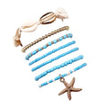 Pingyongchang Bohemian Stackable Shell Beaded Ankle Bracelets for Women Colorful Boho Multi-Layer Seashell Gold Starfish Adjustable Handmade Braid Bracelet Summer Beach Holiday Accessories Gifts - color: Blue