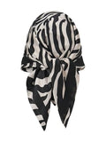RoseSeek Women's Cheetah Print Silk Head Scarf Leopard Satin Rave Hair Scarf Headband Square Scarves - color: Black and White