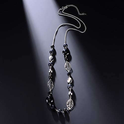 PEARL&CLUB Long Beaded Necklaces For Women - Sweater Chain Fashion Jewelry Necklace Gifts For Women - color: 24-Black