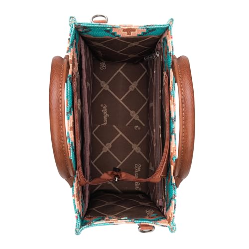 Wrangler Aztec Tote Bag for Women Boho Shoulder Purses and Handbags - color: Angel Diamond Teal Blue (Guitar Strap）