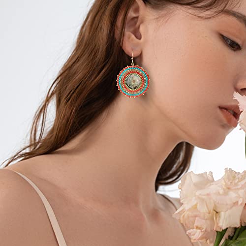 Colorful Bead Earrings For Women Summer Beach Handmade Bead Earrings Bohemia Hoop Dangle Earring For women - color: Orange