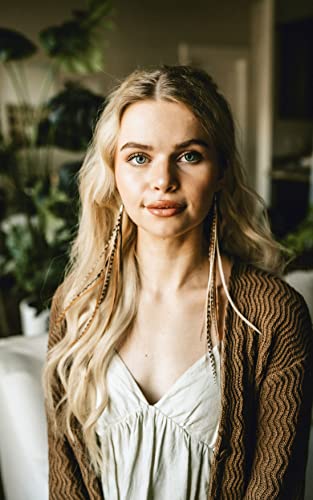 Feather Headz Bohemian handmade long lightweight feather dangle earrings for women - color: Natural