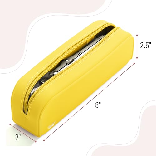 Mr. Pen- Silicone Pencil Case, Aesthetic Pencil Bag for Women, Makeup Pouch | Multifunctional Pouch for Stationery, Cosmetics and Electrical Goods Storage - color: Yellow