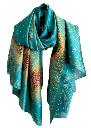 Acotavie Scarfs for Women Fashion Scarves Long Floral Pattern Scarf Headscarf Lightweight Sunscreen Shawls - color: Green Red