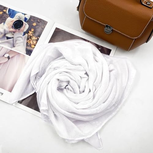 woogwin Women's Cotton Scarves Lady Light Soft Fashion Solid Scarf Wrap Shawl - color: Glitter White