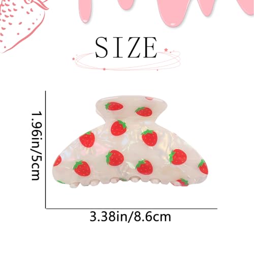Strawberry Hair Claw Clips for Women Large Hair Clips for Thick Thin Summer Hairpins Aesthetic Jaw Barrettes Cute Strawberry Pattern Claws Fruit Claws Hair Accessories