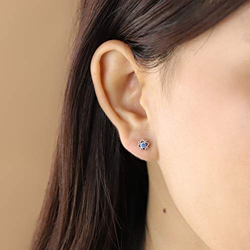 Boma Jewelry Sterling Silver Flower Shaped Dot Stud Earring - color: Lapis