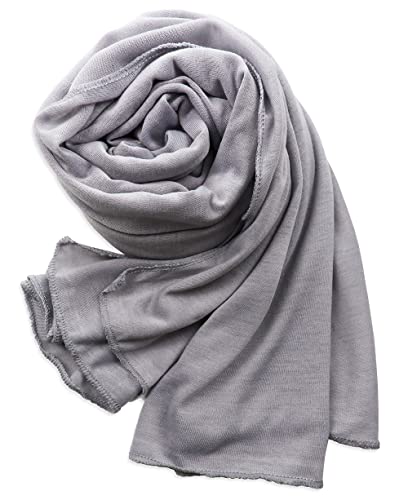 vabovin Head Wraps for Black Women Stretch Jersey Knit Turban Headwrap Solid Color Headscarf Headband Shawl - color: 08- Light Gray