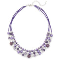 Noessla Beaded Statement Necklaces for Women Layered Chunky Bead Necklace Fashion Costume Jewelry Gifts for Mom - color: Purple