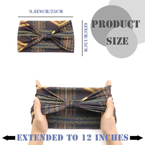 FULZTEY Boho Wide Headbands for Women Vintage Floral Head Bands Large African Bandana Hairbands Non Slip Yoga Workout Sweat Headwraps Cotton Thick Turban Fashion Hair Accessories 4Pcs - color: Style 115