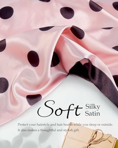 Satin Hair Net Wrap Cap for Sleeping - Stretchy Hair Net and Scarf, No Red Marks Soft Edge, Breathable Hair Wrap Scarf for Silk Press - color: Pastel Dot