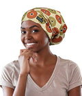 Adjustable Satin Lined Sleep Cap for Dreadlocks Curly Hair Large Head-Stay On Overnight - color: Medium Yellow