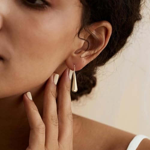 LLWOM Gold Silver CZ Teardrop Dangling, Pearl Drop Studs Dangle Earrings for Women Trendy, Hypoallergenic Jewelry Gift for Wedding/Party/Prom/Daily - color: Gold Teardrop