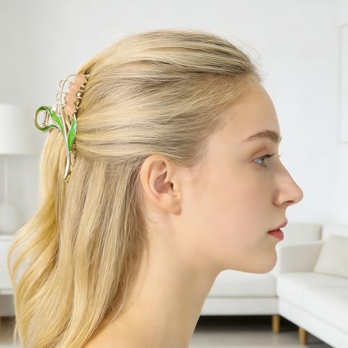 6 Pcs Flower Claw Clips for Women，Cute Hair Clips Large Strong Metal Butterfly Tulip Flower Hair Clips for Women Thick Thin Curly Hair Valentine's Day,Mother's Day,Christmas Gift.(STYLE B) - color: STYLE B