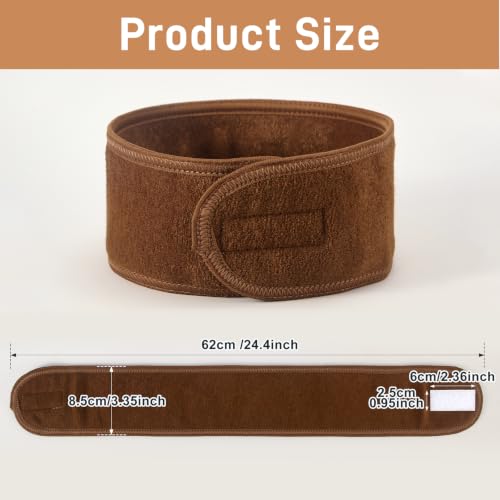 Whaline 4Pcs Spa Facial Headbands Make Up Wrap Head Terry Cloth Headband Soft Adjustable Towel Band for Face Washing Shower Facial Cover Yoga (Coffee) - color: Coffee