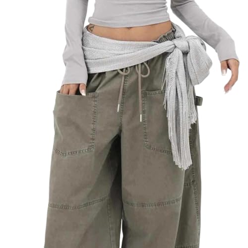 Women Y2K Lace Fringe Hip Scarf Boho Triangle Tassel Waist Cover Up Skirt Wrap Sheer Tie Belt Aesthetic Streetwear - color: H Gray