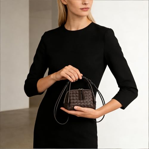 JYG Woven Crossbody Bags for Women PU Leather Handwoven Shoulder Bag Mini Satchel Purses with Adjustable Strap 2026 - color: Coffee