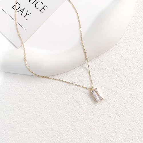 Luxval Diamond Pendant Gold Necklace for Women，Dainty 18k Gold Plated Choker Necklaces Simple Gold Jewelry Gifts for Women Girls - color: Gold-Birthstone