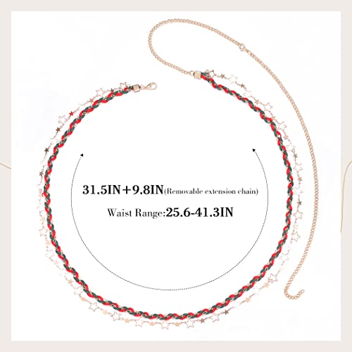 Christmas Star Waist Bead Belly Chain Gold Layered Body Beads Jewelry Beaded Bikini Body Chain for Women