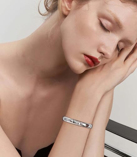 WOWORAMA Adjustable Slider Bracelets for Women Bar Friendship Bangle Bracelet for Women Gold/White Gold/Rose Gold Bolo Bracelet - color: Hammered Bar-White Gold