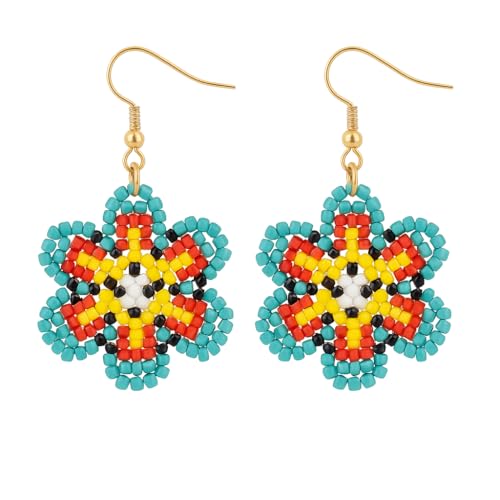 Bohemian Beaded Long Tassel Dangle Earrings for Women, Handmade Jewelry White Tarnish Resistant Lightweight Design, Stylish Accessory for Beach Vacation Party and Gift - color: colors