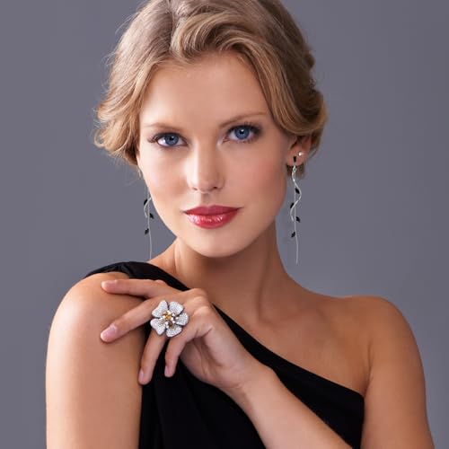 Crystal Drop Earrings,Zirconia Rhinestone Dangling Earrings for Women Prom Party Jewelry Gifts， Dangle Fashion Jewelry Crystal Earrings for Women - color: black silvery