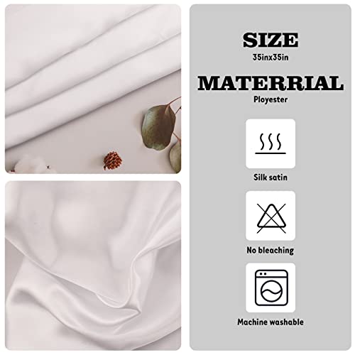 NZKNP Silk-Like Head Scarf - Women's Bandana Wraps - color: 15-white, size: 35"*35"