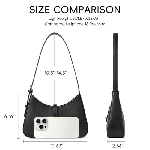 CLUCI Shoulder Bag for Women, Purses for Women, Handbag Hobo Bags Vegan Leather Crossbody Purse with Adjustable Strap Black - color: A-black-small