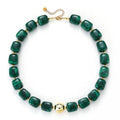 Chunky Beaded Necklace For Women Colorful Boho Beach Rainbow Statement Resin Necklace For Women Jewelry - color: Dark green