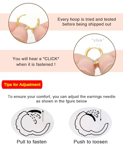 1 Pair 6mm Small Hoop Earrings for Women, Dainty 14K Gold Plated Huggie Hoop Earrings Hypoallergenic Lightweight Cartilage Earrings Set for Multiple Piercings for Sensitive (Gold/1.6mm) - color: Gold, size: 6mm (Thickness: 1.6MM)