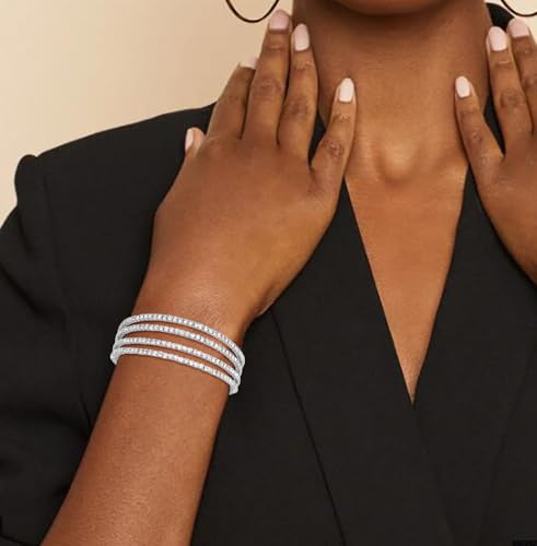 Rhinestone Bracelet for Women MultiLayer Crystal Cuff Bracelet Strand Layered Bracelet - color: Silver 7