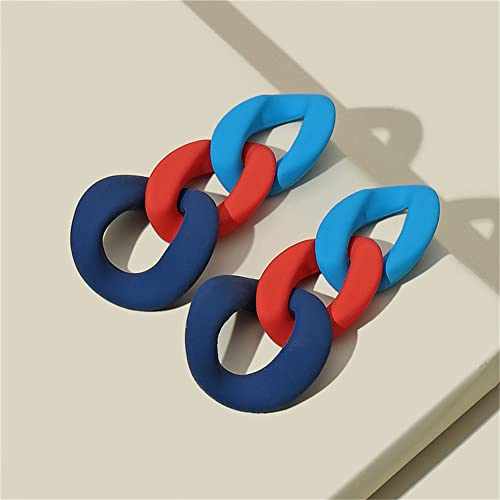 Charm Elegant Hollow Color Chain Acrylic Geometric Temperament Dangle Drop Earrings Bohemian Minimalist Hypoallergenic Jewelry Gift - color: Blue Red ShenBlue earrings