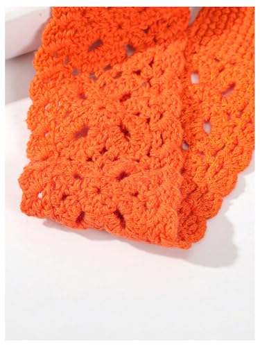 OYOANGLE Women's Boho Crochet Knit Hair Band Vintage Head Wrap Hair Bandanas Head Kerchief Orange One-Size - color: Orange
