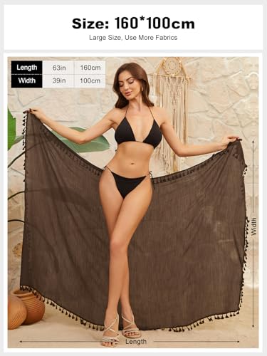 QIANXIZHAN Women's Swimsuit Cover Up,Beach Sarong Wrap Bottom Coverup for Women Short Skirt - color: Tassels Darkcoffee