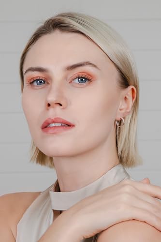 Hoops & Loops 925 Sterling Silver Diamond-Cut Hoop Earrings for Women, 2mm Textured Lightweight Click Top Hoops, 15mm 20mm 25mm 30mm, Silver 14k Yellow Gold & Rose Gold Flash Plated - color: Silver - 15mm (0.59'')