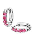 316L Surgical Stainless Steel Huggie Hoop Earrings with Cubic Zirconia, 10G 12G 14G 8-20mm Cartilage Lobe Earrings, 14G Piercing Jewelry - style: 10G 8mm Silver with Pink CZ