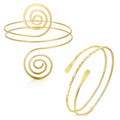 BOMAIL 2Pcs Gold Arm Cuff Bracelets Set for Women | Open Adjustable, large Upper Arm Bangles, Coil Swirl Armlet,Ren Faire Armband,Minimalist ,Goddess - style: E Style