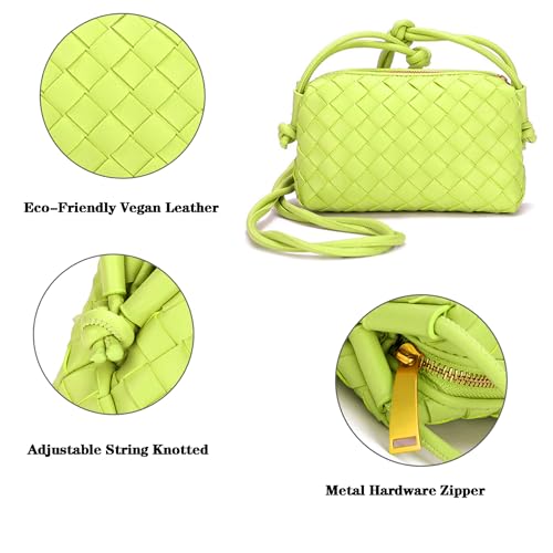 ZEDIUH Woven Bag for Women Crossbody Shoulderbag, Small Vegan Leather Purse - color: Light Green