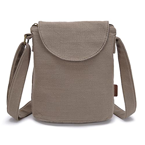 OPQRSTU Women's Retro Small Size Canvas Shoulder Bag Hippie Boho Crossbody Handbag - color: Green#2