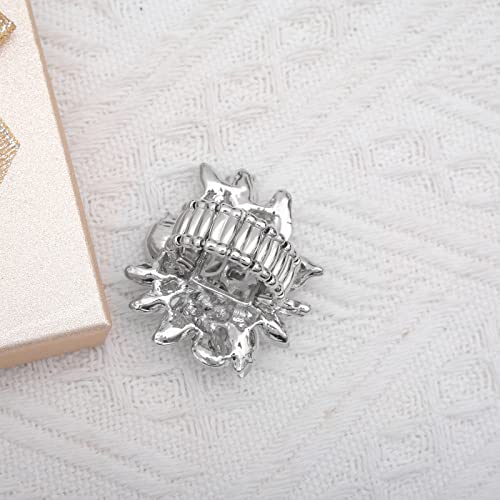 CSY Luxury Women's Austrian Crystal Leaves Flower Big Cocktail Statement Rings Stretch Adjustable Ring Jewelry Accessories - color: AB Crystal