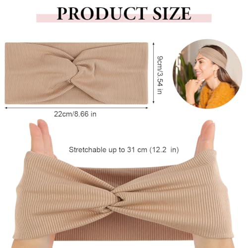 8 Pack Headbands for Women's Hair, Elastic Wide Head Bands, Soft Fabric, Vintage Fashion Headbands, Headband Boho Fashion Knotted Head for Sports, Yoga, Skincare, Outdoor Occasions - color: #B - 8pc