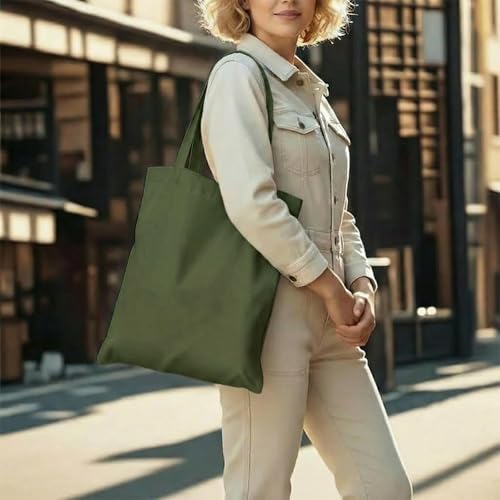 1 Pack Available Premium Canvas Reusable Tote Gift Bags,Made of Natural Canvas with Handle,Work,DIY,Shopping(Olive Green) - color: C8-olive Green 1 Pack