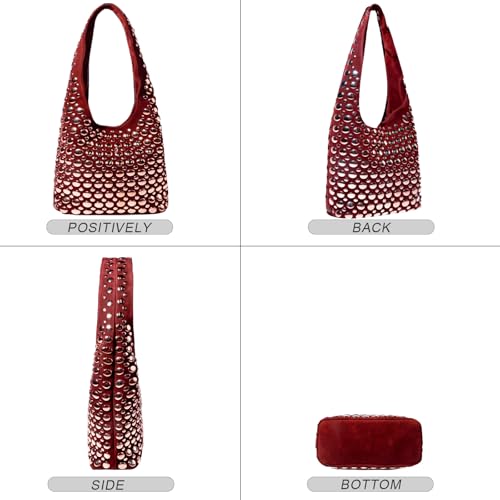 Fashion Handbags and Purses, Beach Shoulder Bags, Travel Braided Top Handle Tote Bag - color: Wine Red