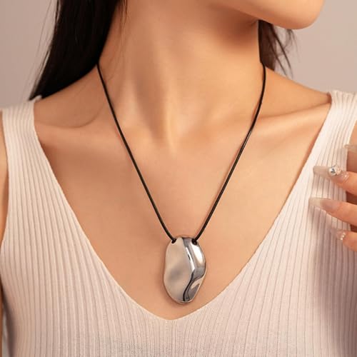 Frodete Statement Necklace for Women Chunky Gold Necklaces Long Pendant Necklace Boho Necklaces Gold Pendant Jewelry Cowboy Chic Style Cowgirl Outfit - color: Z7:Silver Necklace