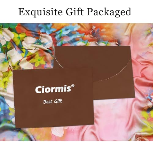 Ciormis 100% Mulberry Silk Scarf-Women's 21''/27''Square Silk Hair Head Scarf Neckerchief with Gift Packaged - color: 21''x 21''-style 19-navy
