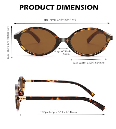 NULOOQ Retro Oval Sunglasses for Women 90s Trendy Vintage Small Round Sunnies Shades - color: A1* (Tortoise/Brown + Black/Gray) - 2 Pack