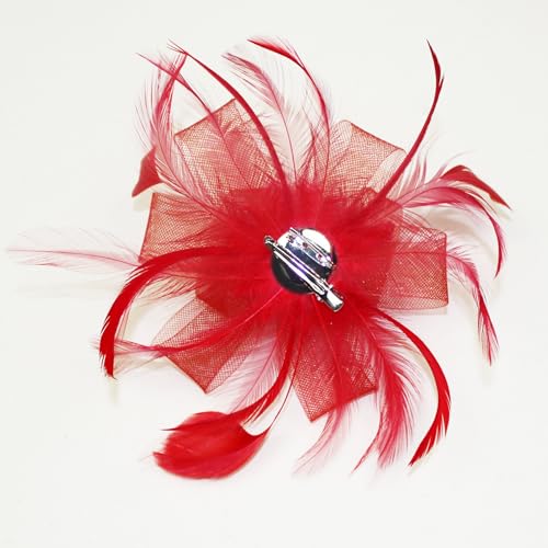 dressfan Womens Fascinator Hat Headpiece 20s Vintage Wedding Hair Accessories for Derby/Wedding/Cocktail/Tea Party - color: Red