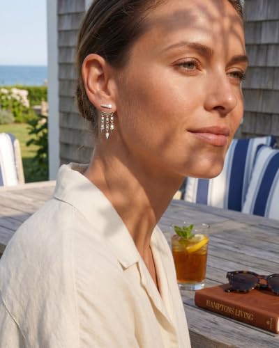 MUMREUES Gold Earrings for Women Trendy 14K Gold Plated Dangle Earrings Small Hoop Huggie Drop Stud Earrings Cubic Zirconia Simple Minimalist Dainty Chain Tassel Hypoallergenic Earrings - color: Jacket & Silver