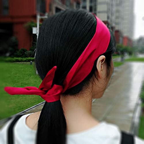 HYFEEL Wire Headbands for Women Knotted Bows Cute Fashion Plain Twisted Satin Ribbon Girls Hair Scarf Accessories Solid Colors - Red - color: Red