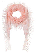 Cindy & Wendy Floral Embroidered Lace Triangle Scarf for Women - color: Pink